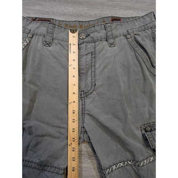 Rock Revival Cargo Shorts Men's 38 Gray Classic Thick Stitch Embroidered Utility - Picture 13 of 13
